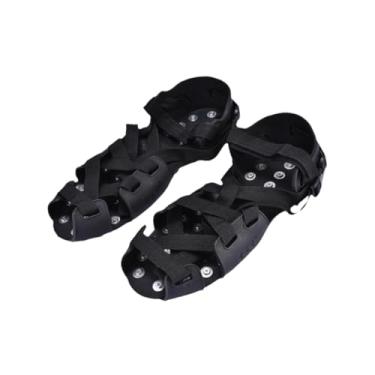 Imagem de Gralara Gramado aerador sapato cobre crampons de gelo portátil preto ergonômico tração chuteiras 34 picos sapatos para homem pátio escalada ao ar livre