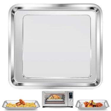 Imagem de Frigideira Air Fryer Grill para Nuwave Bravo 12 em 1 21 Qt Air Fryer Torradeira Forno, 29 cm * 26 cm Frigideira a Ar Assadeira Assadeira Placa Crisper Placa Rack Peças Acessórios Bandeja, Aço