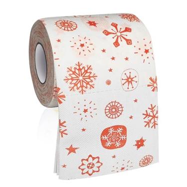 Imagem de UFRITAN Decorações de Papel Higiênico de Natal, Presentes de Papel Higiênico com Padrão de Flocos de Neve Vermelhos, Presentes de Feriado, Guardanapos de Papel Engraçados, Suprimentos de Rolo de Papel