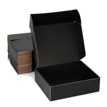 Imagem de DUZCLI Conjunto de 25 caixas de transporte pequenas 9x6x2 - pequenas caixas de papelão pretas para embalar pequenas empresas, pequenas caixas para remessa, caixas de correio e pequenas caixa