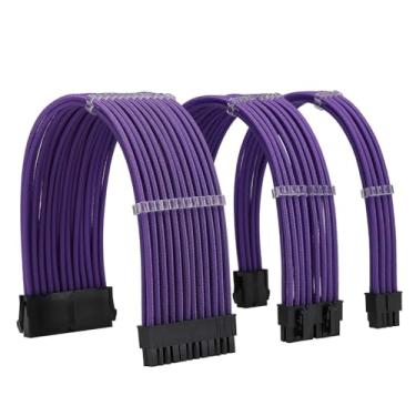 Imagem de Formulamod Kit de cabo de alimentação de extensão de manga 18AWG ATX 24P+ EPS 8-P+PCI-E8-P com pentes para PSU para placa-mãe/GPU (roxo)
