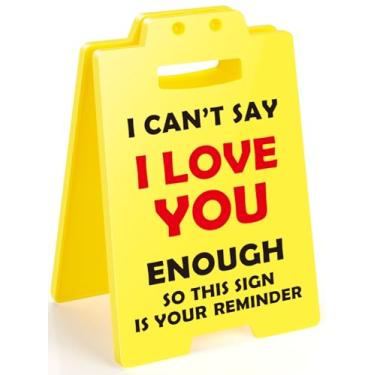 Imagem de MBL Presente de namorado, namorada, esposa, marido, eu te amo - placa de mesa romântica divertida aniversário natal meias de natal para dia dos namorados elefante branco presente de longa distância