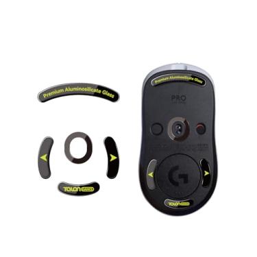 Imagem de TALONGAMES Pés de mouse de vidro ultra fortes com bordas curvadas compatíveis com Logitech G Pro 2 Lightspeed sem fio para substituição de pés de mouse para jogos, sola supersuave, deslizante rápida e