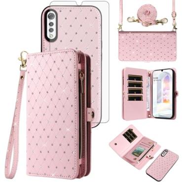 Imagem de Asuwish Capa de telefone para LG Velvet 5G/LGVelvet Verizon G5 UW T-Mobile 2020 Capa de celular destacável com alça protetora de tela com glitter flip compartimento para cartão LM G900UM 4G Tmobile
