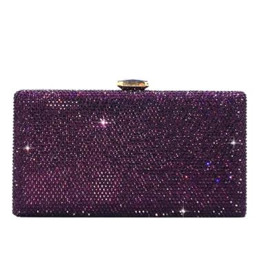 Imagem de Boutique De FGG Bolsa feminina de cristal para noite, formal, para festa, casamento, strass, bolsa clutch nupcial, mini, Roxa, Small