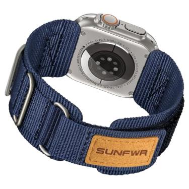 Imagem de SUNFWR Pulseira masculina de nylon resistente para Apple Watch séries 10/9/8/7/6/5/4/3/2/1/SE de 42 mm (série 10), 41 mm, 40 mm, 38 mm, 38 mm