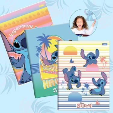 Imagem de Kit Caderno Brochura Capa Dura Grande Stitch Disney 3un 80 folhas com 