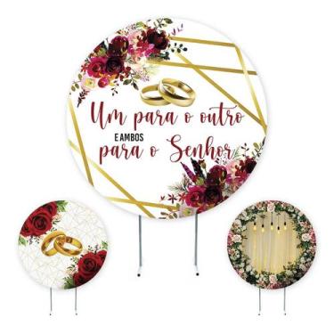 Imagem de Painel de Festa Casamento, Matrimônio , Painel Redondo, tecido Sublima