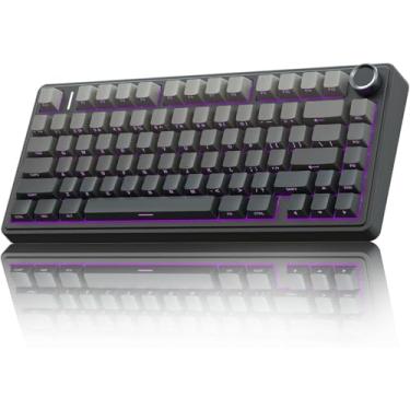 Imagem de Teclado mecânico sem fio, 75% teclado mecânico RGB de 2,4 GHz/USB-C/BT5.0, teclado Gamer intercambiável a quente com interruptores pré-lubrificados e teclas PBT