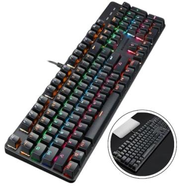 Imagem de Teclado Gamer Mecânico Blue Switch Iluminação LED RGB | Anti-Ghosting QWERTY PT-BR USB | Compatível com PC, PS4, PS5 e Xbox – Desempenho Preciso e Durabilidade para Jogos