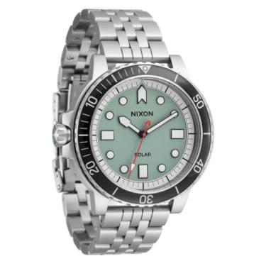 Imagem de NIXON Relógio analógico masculino Stinger 44 A1402-100 m resistente à água (face LUM de 44 mm, pulseira de aço inoxidável de 20 mm), prata/jade/branco, One Size, Stinger 44