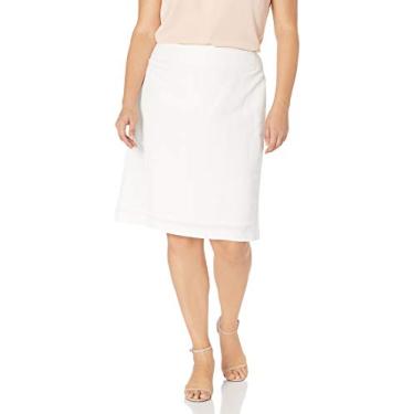 Imagem de Kasper Saia feminina slim de linho plus size, Lírio branco - 2ji, 16