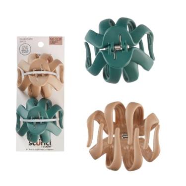 Imagem de Scunci by Conair Grampos de garra de mandíbula - acessórios de cabelo para mulheres - clipes de garra para cabelo grosso - clipe de garra - Clipe de polvo - bege e verde -2 unidades