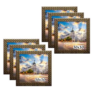Imagem de Kit 6 Molduras Porta Retrato 30x30 3cm Relevo Dourado - Santamaria Mol
