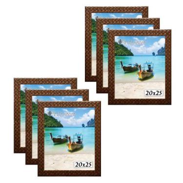 Imagem de Kit 6 Molduras Porta Retrato 20x25 3cm Relevo Marrom - Santamaria Mold