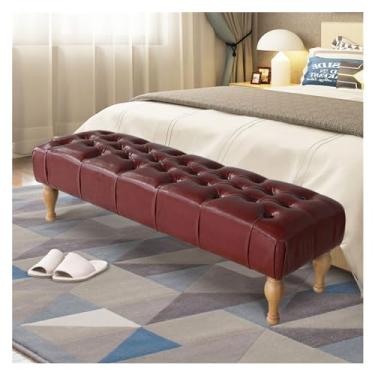 Imagem de Banco estofado para cama, banco de quarto para o final da cama, banco de piano, banco de jantar, banco de entrada, sapato com botão tufado, assento acolchoado para sala de estar, banco de pés com