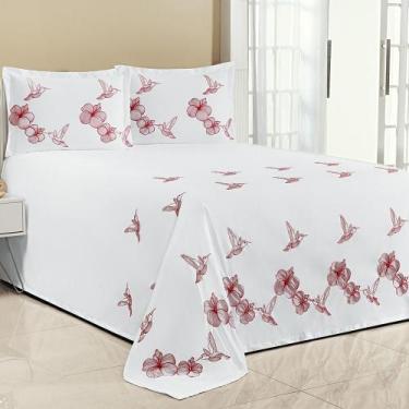 Imagem de Kit Cobre Leito Super King Beija Flor 3 Peças Bordado Micropercal Bran