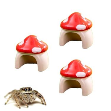 Imagem de Shuaigetoao 3 peças de aranhas saltadoras criativas, decoração de aranha saltadora, habitat de aranha saltadora, mini cogumelo, gabinete de aranha saltadora para acessórios de aranha saltadora