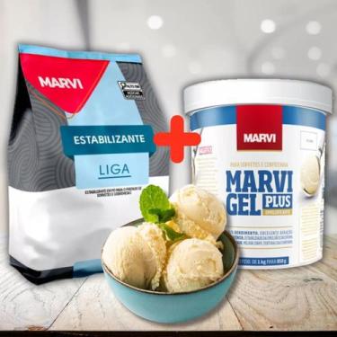 Imagem de Kit emulsificante 850g + liga neutra m10 1kg p sorvete marvi