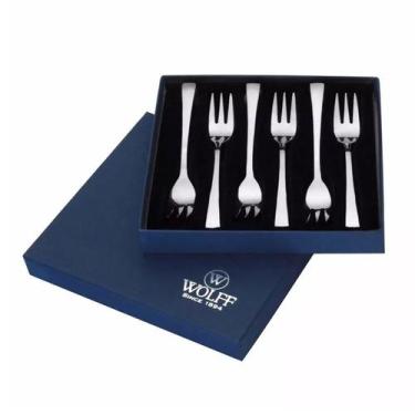 Imagem de Conjunto 6 Garfos de Sobremesa para Bolo Jogo Kit Aço Inox Berna Wolff