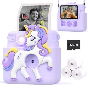 Imagem de Câmera Instantânea Infantil Careenoah 1080P com Cartão de 32GB Lilás