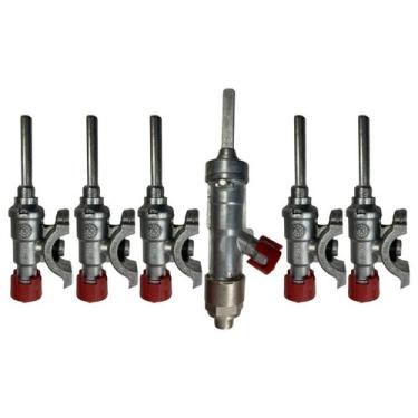 Imagem de 5 Registro Ramal Mini + 1 Registro Forno Fogão Piacere Vetro - Mueller