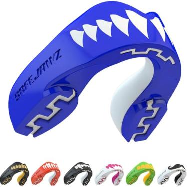 Imagem de SafeJawz Protetor bucal esportivo, protetor bucal premium de camada dupla com estojo para basquete, lacrosse, futebol, artes marciais, hóquei, luta livre, hóquei no gelo e todos os esportes de contato