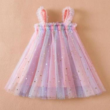 Imagem de Vestido de Princesa Unicórnio Arco-íris para Meninas - Fantasia de Tul