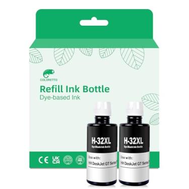 Imagem de COLORETTO Frasco de refil de tinta preta H-32XL, compatível com tinta HP 32 XL para Smart Tank 7301, 7001, 7602, 5000, 5101, 450, Plus 551, 555, 557, Ink Tank 310, 319, DeskJet GT-5810, GT-5820