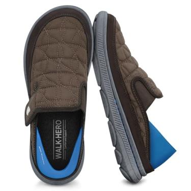 Imagem de Chinelos masculinos para fascite plantar, sapatos masculinos casuais sem cadarço com suporte de arco, chinelos ortopédicos para uso doméstico, uso interno e externo para alívio da dor, Marrom, 43