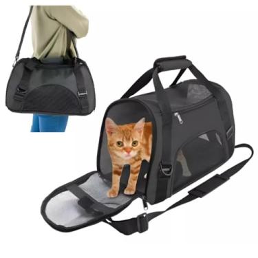 Imagem de Mala Bolsa Transporte Avião Carro Nylon Cachorro Gato Preta