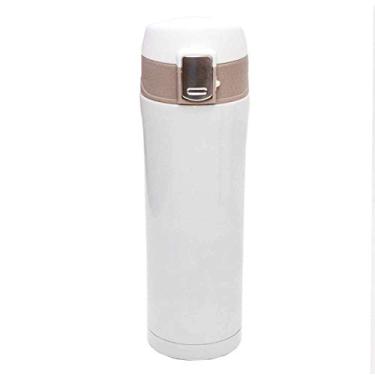Imagem de Garrafa Termica Aço Inox Branco 500ml Vacuo Agua Cafe Quente Frio