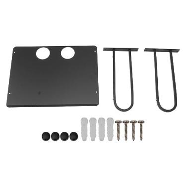 Imagem de Prateleira de projetor montada na parede MUNEFE, prateleira de projetor flutuante de alumínio espacial, prateleira de caixa de cabo arredondada e plana para caixa de cabo de DVD (Black)