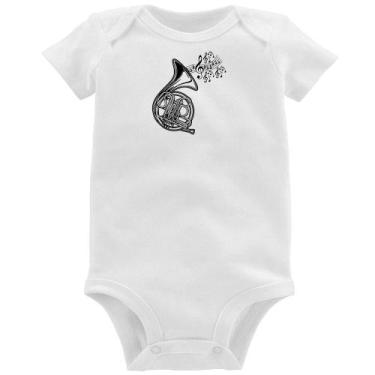 Imagem de Body Bebê Trompa Notas Musicais - Foca na Moda, Branco, G