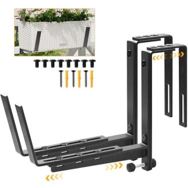 Imagem de GLIMOVA Suportes ajustáveis para caixa de janela | Suporte inferior aprimorado | Suportes de caixa de flores estáveis e não deformados | Suportes de caixa de plantador resistente | Perfeito para