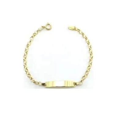 Imagem de Pulseira Chapinha Infantil Bebê Ouro 18k 14cm 1.8gr Gravação Nf - Virt