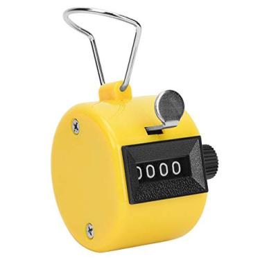 Imagem de Contador de Contagem de Mãos de Berm, Estojo de Metal, Grande Contagem de 4 Dígitos, Com Gancho para Estatísticas de Dados (Amarelo)