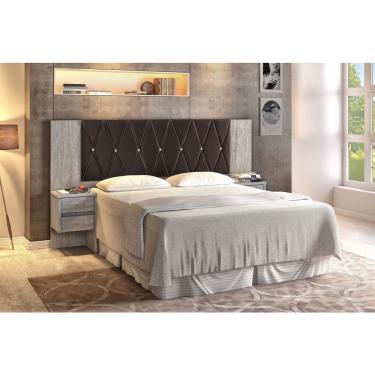 Imagem de Cabeceira Extensivel Florida Casal Queen Ou King C/Mesa de Apoio Artico/Marrom Carmolar