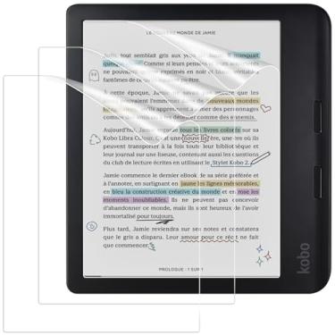 Imagem de Caweet Protetor de tela para Kobo Libra Color 7 polegadas 2024/Kobo Libra 2 E-Reader 7 polegadas 2021, película protetora fosca de cobertura total PET premium antirreflexo, pacote com 3