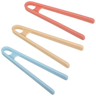 Imagem de 3 peças de mini pinças de silicone 13 cm, 3 cores, pequenas, pinças coloridas para servir de borracha, pinças de silicone para aperitivos, pipoca, doce, cubo de gelo, frutas, açúcar, salada, lanches