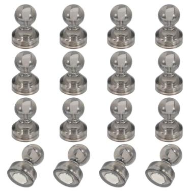 Imagem de PATIKIL 16 pinos de ímãs, 0,7 x 0,5 ímãs fortes de geladeira quadro branco magnético tachinhas decorativas para geladeira Locker calendário escritório, cinza