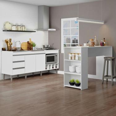 Imagem de Kit Cozinha Balcão Para Pia e Cooktop Bancada Ilha Adega Nicho mdp Branco menu