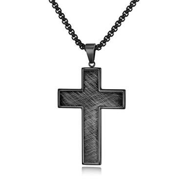 Imagem de Colar masculino cruzado XIEXIELA, pingente de cruz de aço inoxidável para homens, motociclista vintage religioso, prata fria