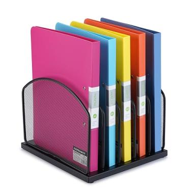 Imagem de Huron Organizador De Pasta Vertical Com 5 Compartimentos, Malha Aço Preta