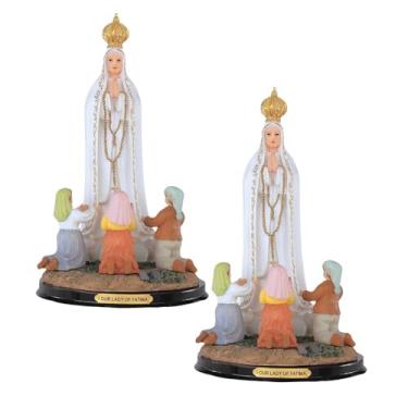 Imagem de ICE ARMOR Conjunto de 2 peças de 30,5 cm A Nossa Senhora de Fátima com Estátua de Oração Nossa Senhora do Santo Rosário de Fátima Ornamento de Estátua Sagrada Decoração de Sala de Casa Ideias de