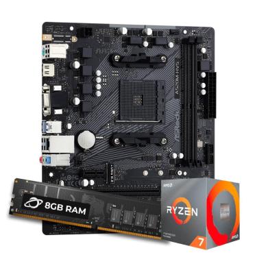Imagem de Kit Upgrade Processador amd Ryzen 7 5700X + Placa Mãe ASrock A520M-HVS + Memória 8GB DDR4 (1x8GB)