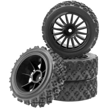 Imagem de 4Pack Vgoohobby OD2.83in 1/10 On Road Rubber Tires w/Nylon Wheel Rims 12mm Hex Compatible with HSP HPI Redcat Tamiya Traxxas 1/10 RC On Road Racing Touring Car (Black)