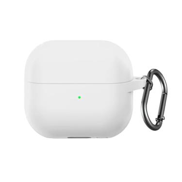 Imagem de AGAOSH Capa para Samsung Galaxy Buds 3 e Galaxy Buds3 Pro com chaveiro, capa protetora de silicone macio para fones de ouvido Samsung Galaxy Buds 3 Pro para mulheres e homens, branca