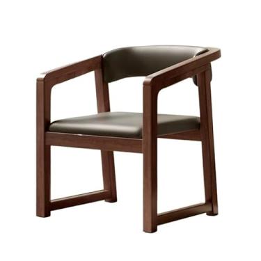 Imagem de Cadeira de jantar ergonômica de madeira com design confortável (pernas de nogueira + almofada de assento de poliuretano preto)