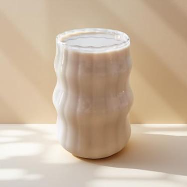 Imagem de Copo de vidro canelado vintage de 510 g Copos de ondulação criativos para café gelado, suco, bebida, leite, coquetel, copos de vidro ondulados fofos